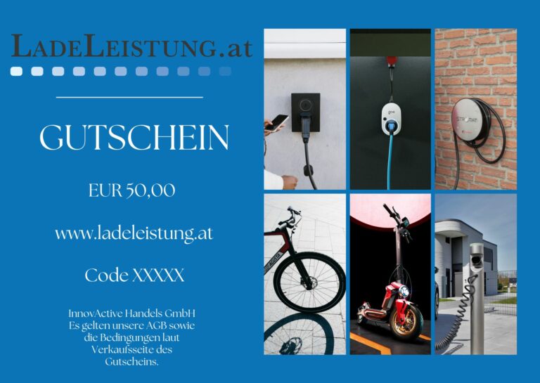 Geschenk-Gutschein für e-Scooter, e-Bike, Ladestation, Wallbox, E-Auto, Elektroauto